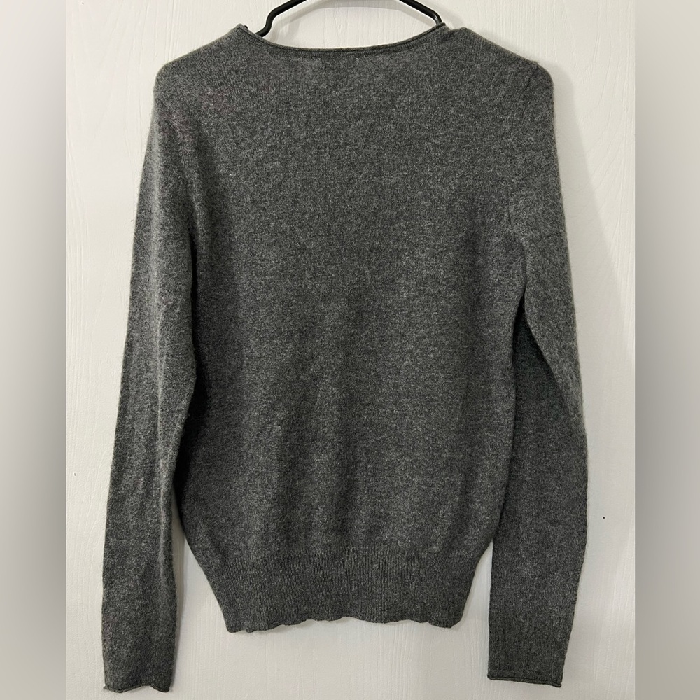 Halogen 100% Cashmere Sweater Gray & Pink Houndstooth Women's Medium - Picture 2 of 10